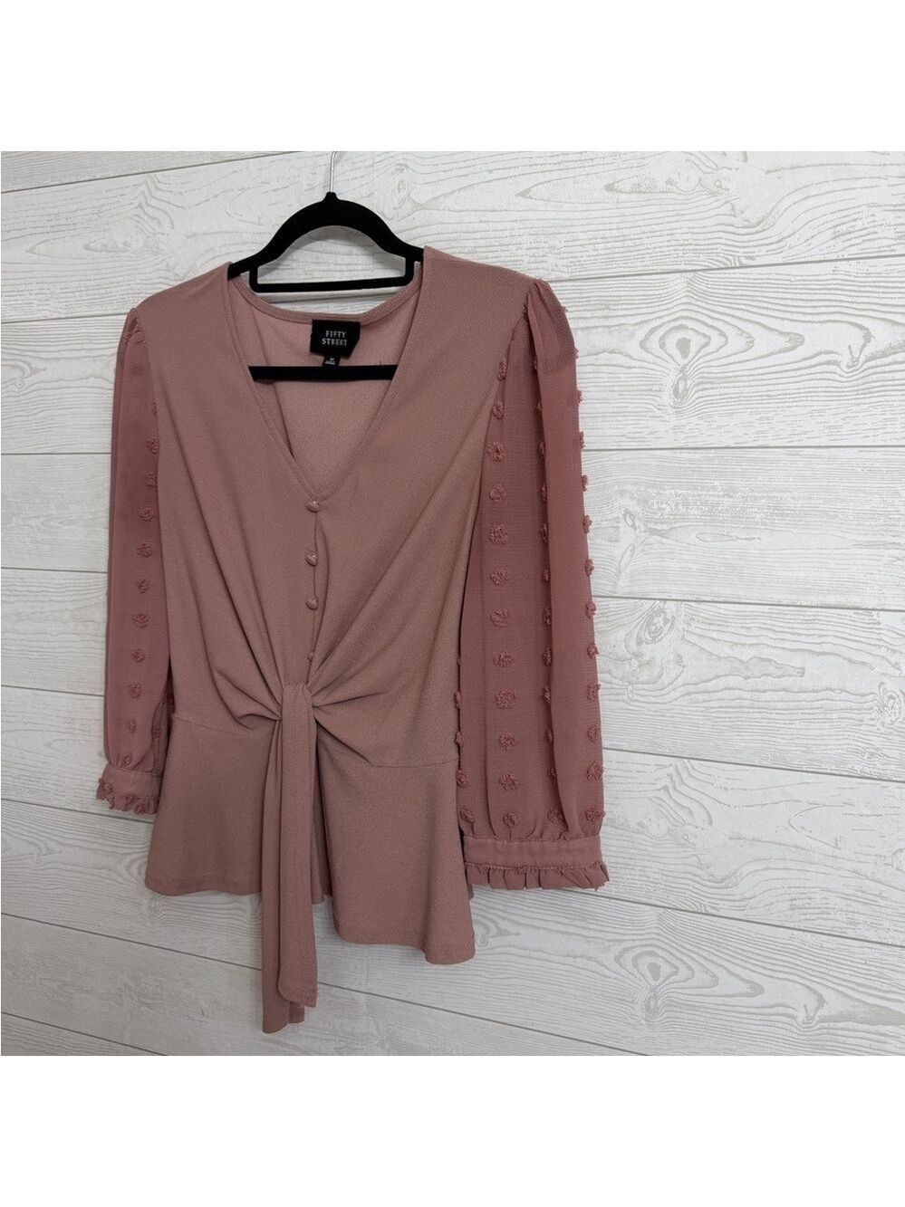 Fifty Street Women’s Retro Dusty Pink Blouse. Size M - Picture 3 of 7